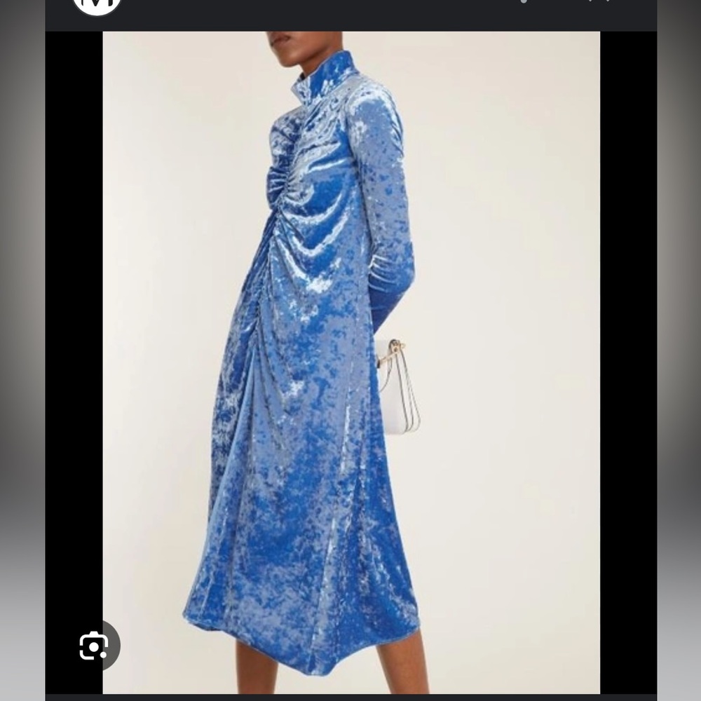 TIBI ruched velvet midi dress
